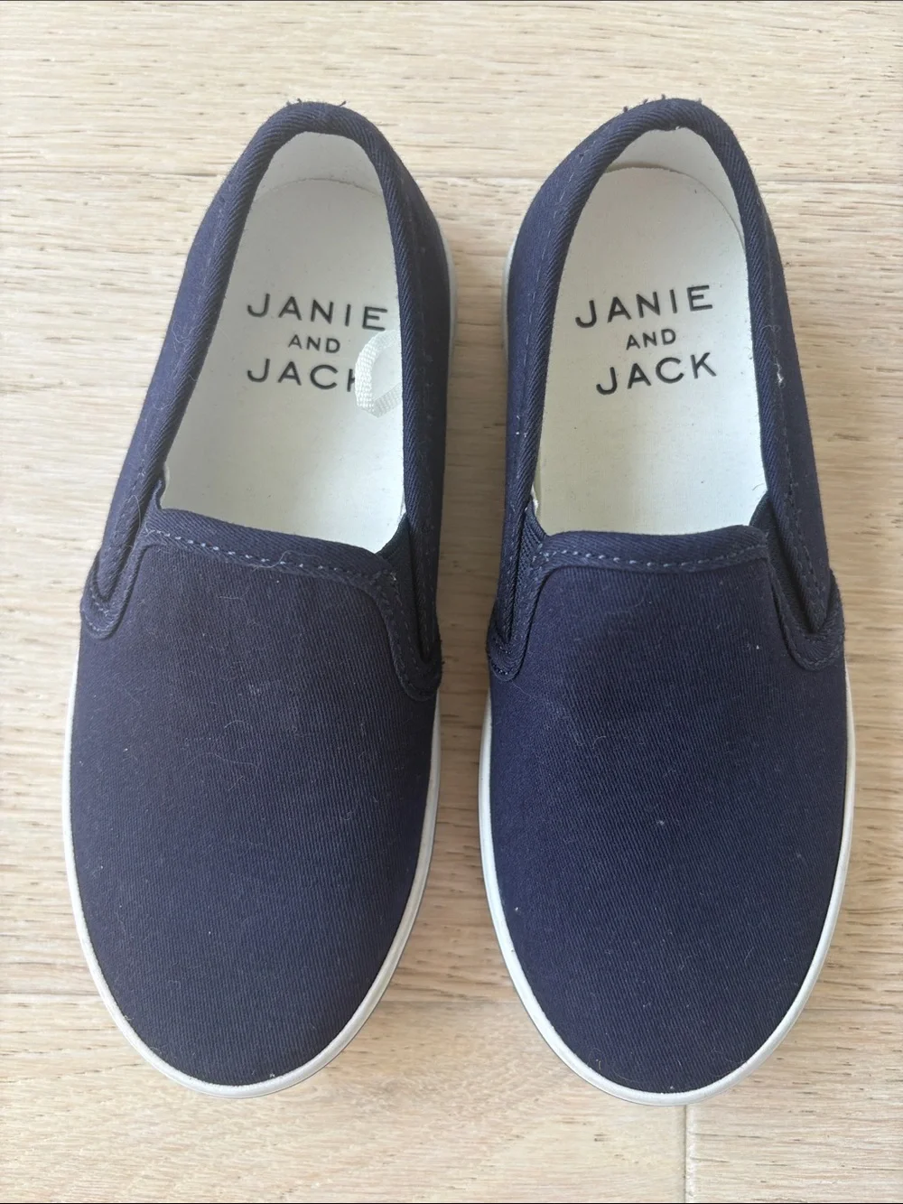 Janie and Jack Navy Canvas Slip-On Sneakers 11T